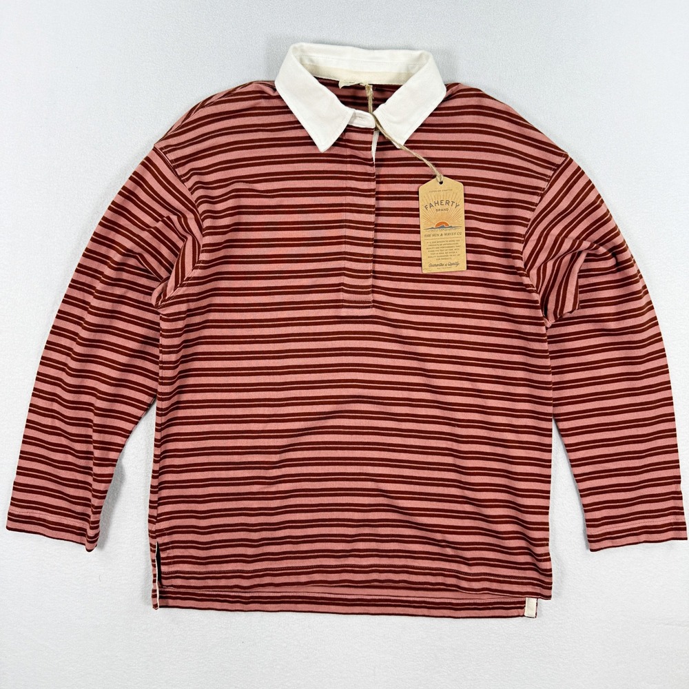 Faherty Hometown Rugby Shirt Size S Womens Dusty Rose New Size
